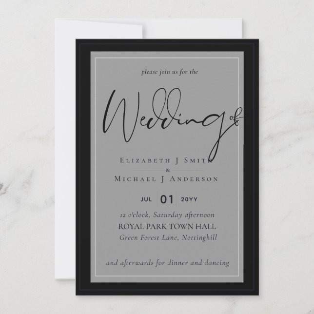 5x7 Modern Script Overlay Budget Wedding Invites (Front)