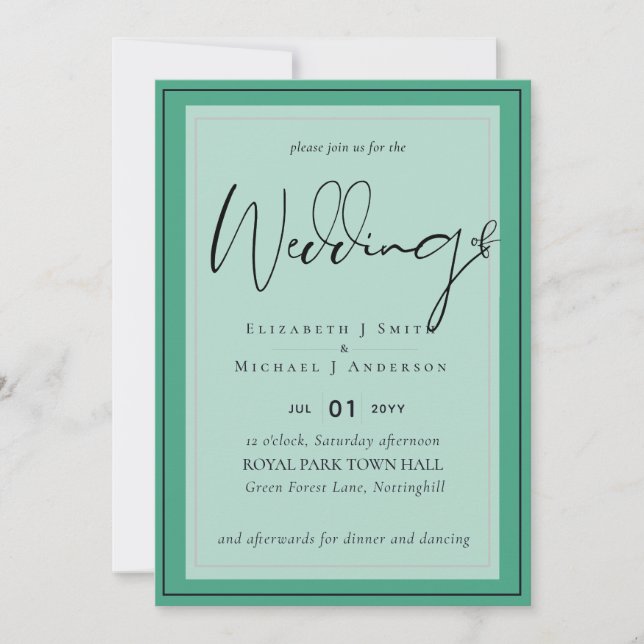 5x7 Modern Script Overlay Budget Wedding Invites (Front)