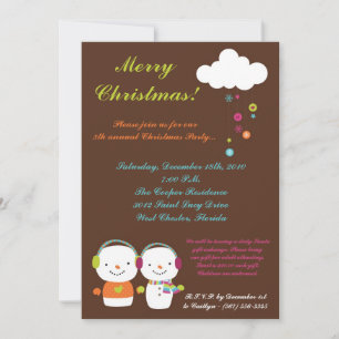 5x7 Modern Snowman Flak Christmas Party Invitation