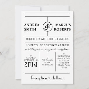 5x7 Modern Typography Newsprint Wedding Invitation