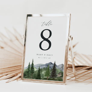5X7 Mountain Forest Wedding Table Number Card