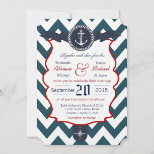 5x7 Nautical Anchor Sailing Com Wedding Invitation