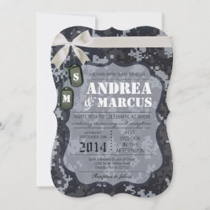 5x7  NAVY DIGITAL Uniform Camo Wedding Invitation