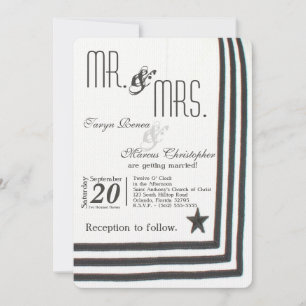 5x7 Navy Summer Dress Whites Wedding Invitation