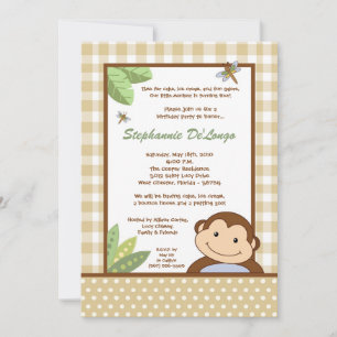 5x7 Neutral Papgayo Monkey Birthday Invitation
