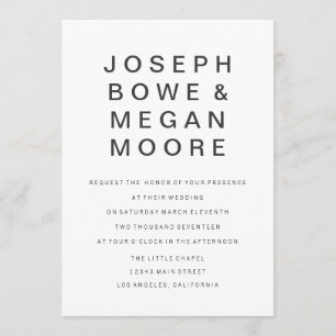 5x7 New Goth Minimalist Wedding Invitation