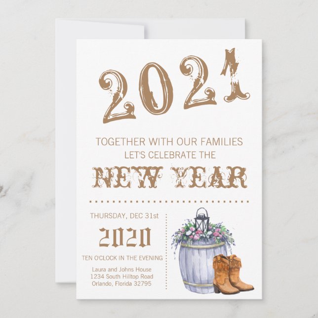 5x7  New Years Eve Invitation Summer Country Weddi (Front)