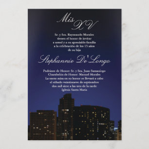 5x7 NY City Lights Quinceanera Birthday Invitation