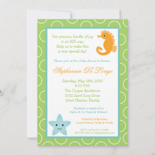 5x7 Ocean Life Sea Horse Baby Shower Invitation
