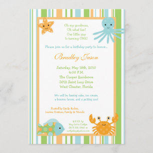 5x7 Ocean Sea Life Octopus Birthday Invitation
