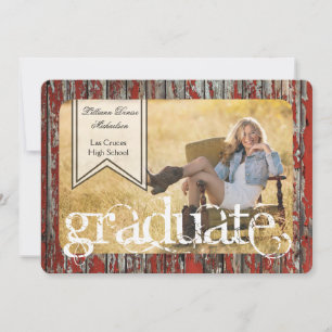 5x7 Old Red Barn Wood Weather Senior Announcement