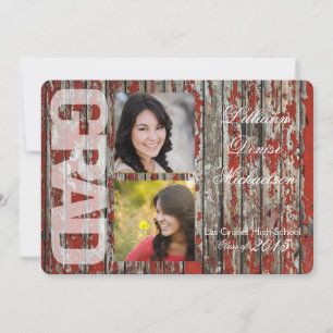 5x7 Old Red Barn Wood Weather Senior Announcement