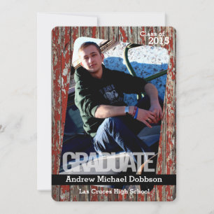 5x7 Old Red Barn Wood Weather Senior Announcement