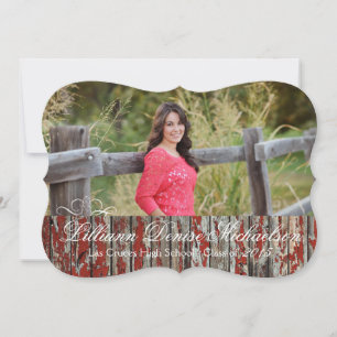 5x7 Old Red Barn Wood Weather Senior Announcement