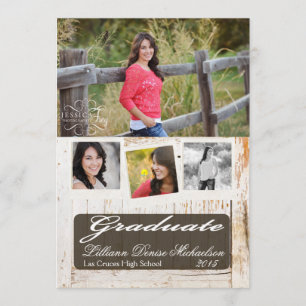 5x7 Old White Barn Wood Weathe Senior Announcement