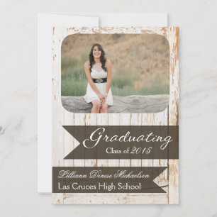 5x7 Old White Barn Wood Weathe Senior Announcement