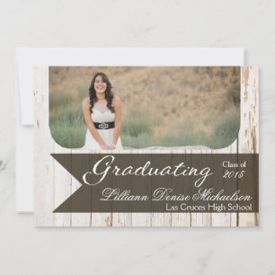 5x7 Old White Barn Wood Weathe Senior Announcement