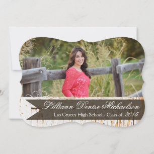 5x7 Old White Barn Wood Weathe Senior Announcement