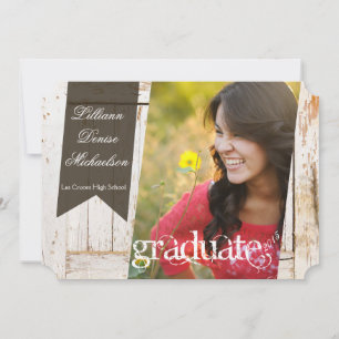 5x7 Old White Barn Wood Weathe Senior Announcement