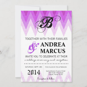 5x7 Ombre Chevron Purple Wedding Invitation