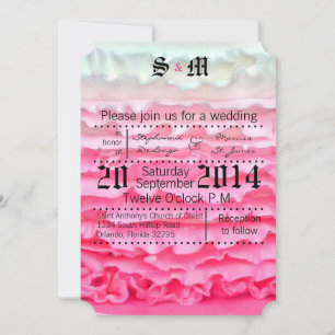 5x7 Ombre Stripe Pink Frosting Wedding Invitation