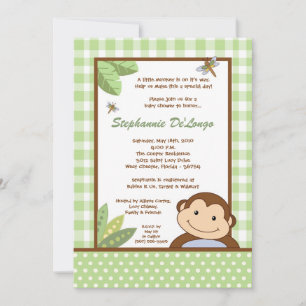 5x7 Papagayo Monkey Safari Baby Shower Invitation