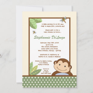 5x7 Papagayo Monkey Safari Baby Shower Invitation