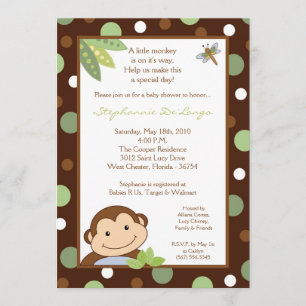 5x7 Papagayo Monkey Safari Baby Shower Invitation