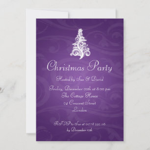 5x7 Party Invitation Elegant Swirly Tree Purple