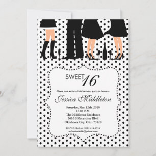 5x7  Party People Sweet 16 Birthday Invitation