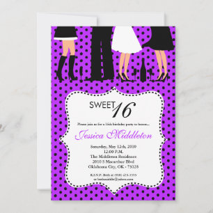 5x7  Party People Sweet 16 Birthday Invitation