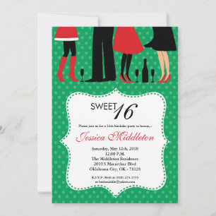 5x7  Party People Sweet 16 Birthday Invitation