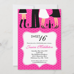 5x7  Party People Sweet 16 Birthday Invitation
