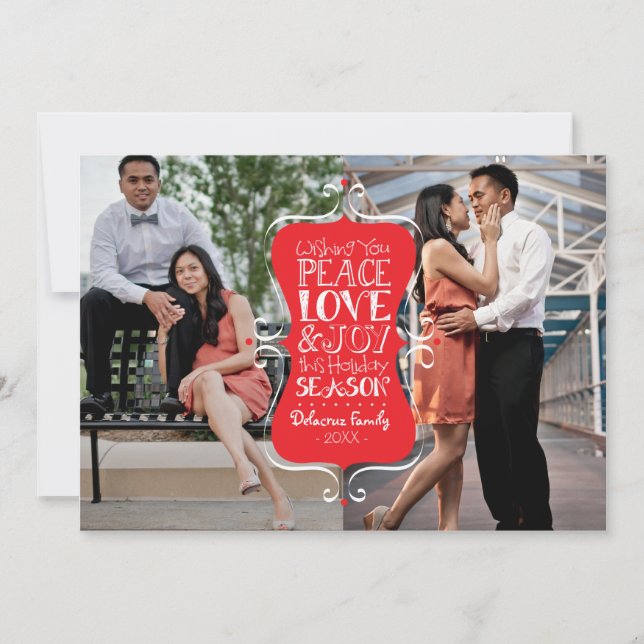 5x7 Peace, Love & Joy Frame 2 Photo Card (Front)