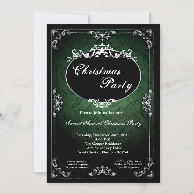 5x7 Pendant Broach Christmas Party Invitation (Front)