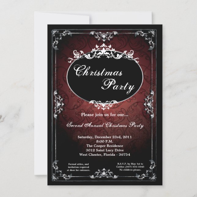 5x7 Pendant Broach Christmas Party Invitation (Front)