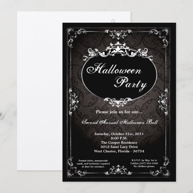 5x7 Pendant Broach Halloween Party Invitation (Front/Back)