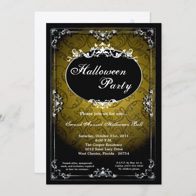5x7 Pendant Broach Halloween Party Invitation (Front/Back)