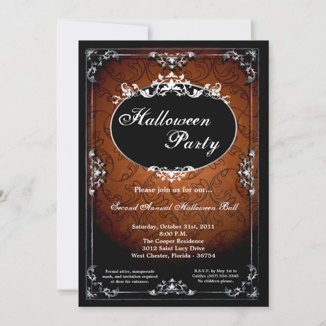 5x7 Pendant Broach Halloween Party Invitation (Front)