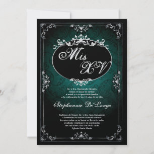 5x7 Pendant Broach Quinceanera Birthday Invitation
