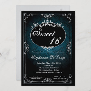 5x7 Pendant Broach Sweet 16 Birthday Invitation