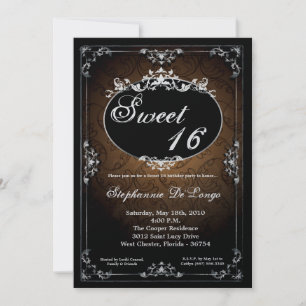 5x7 Pendant Broach Sweet 16 Birthday Invitation