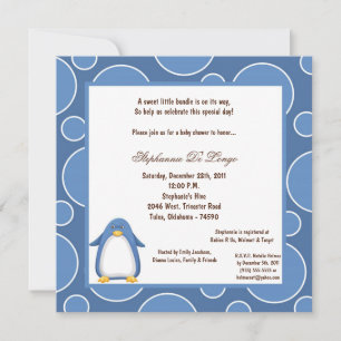 5x7 Penguin Pok-a-Dot Baby Shower Invitation