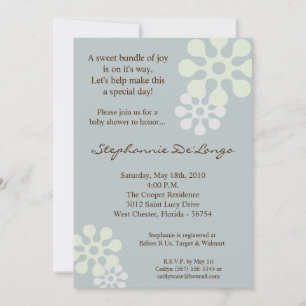 5x7 Perwinkle Blue Flower Baby Shower Invitation