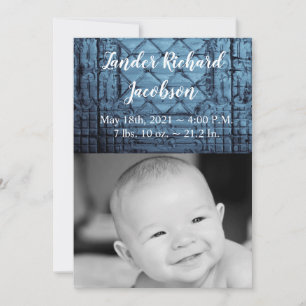 5x7 Photo Birth Announcement Army Rustic Tin Panel