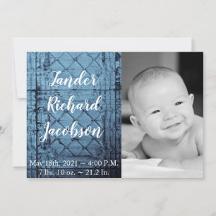 5x7 Photo Birth Announcement Army Rustic Tin Panel