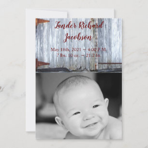 5x7 Photo Birth Announcement Army White Wash Wood