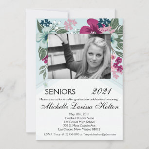 5x7 Photo Graduation Party Invitation Tropical Flo