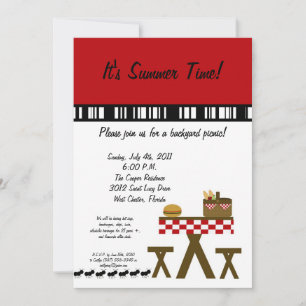 5x7 Picnic Summer Barbecue Party Invitation