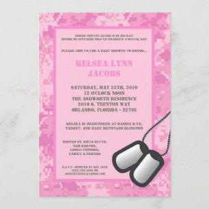 5x7 Pink ARMY Camo ACU Baby Shower Invitation